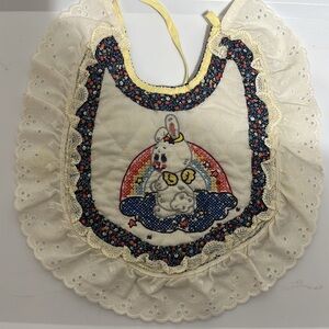 Vintage Baby Bib with Bunny Design